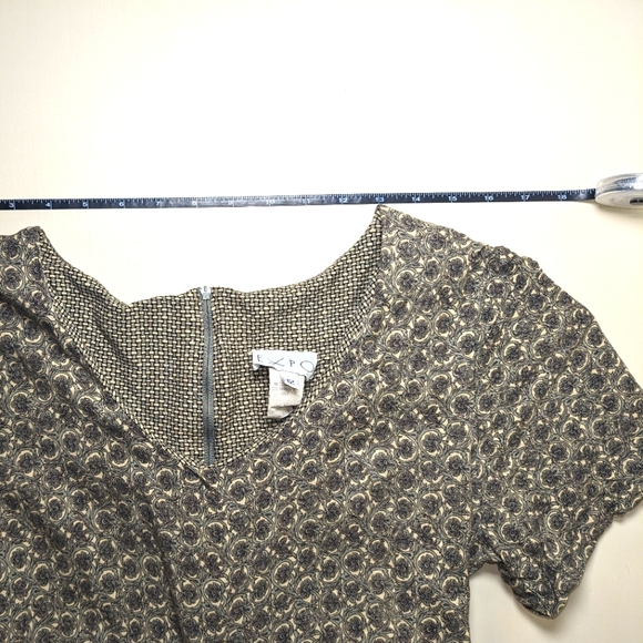 Vtg 90s Expo Floral Filigree Print Rayon Jumpsuit Romper High Waist size 12 - Picture 4 of 7